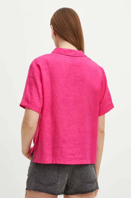 Lněná košile dámská oversize jednobarevná růžová barva <p>100 % Len</p>