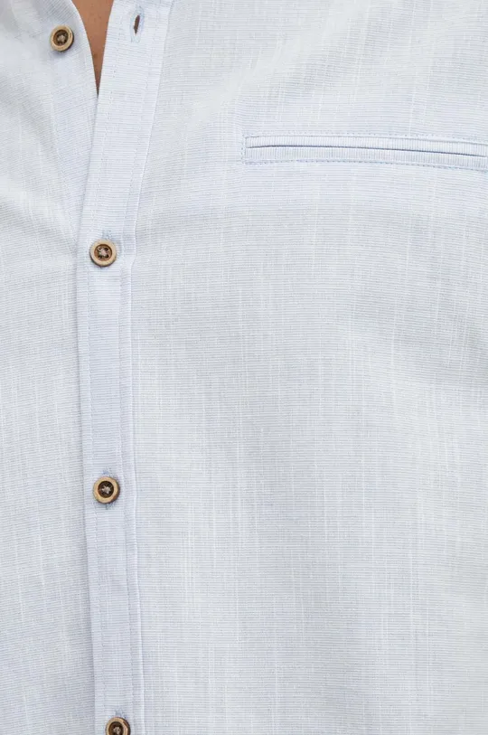 Ľanová košeľa pánska s golierom button down modrá farba modrá