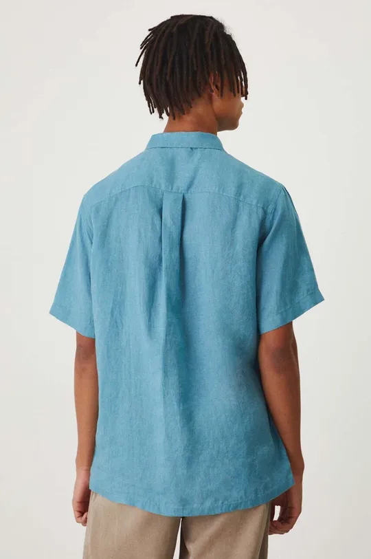 Lněná košile pánská s klasickým límečkem modrá barva <p>100 % Len</p>
