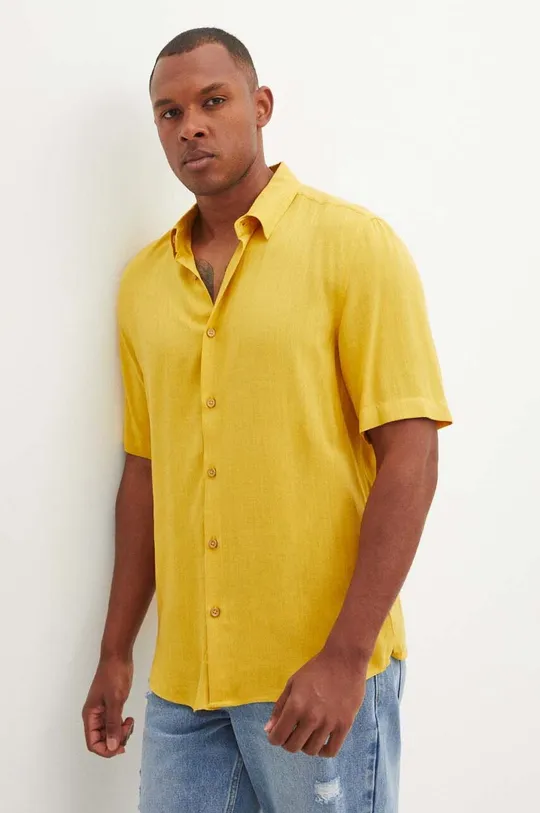 Koszula męska z kołnierzykiem klasycznym i nadrukiem kolor żółty Materiał główny: 100 % Wiskoza, Materiał dodatkowy: 100 % Wiskoza
