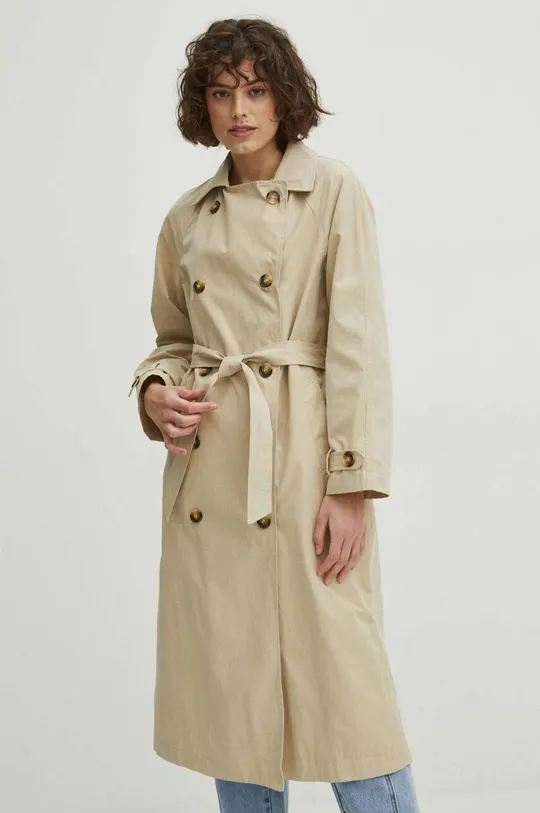 Trench kabát dámský jednobarevné béžová barva béžová