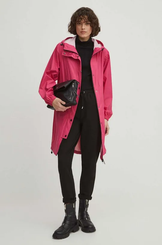 Nepromokavý kabát dámský jednobarevný růžová barva růžová