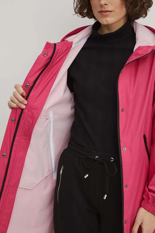 Płaszcz przeciwdeszczowy damski gładki kolor różowy