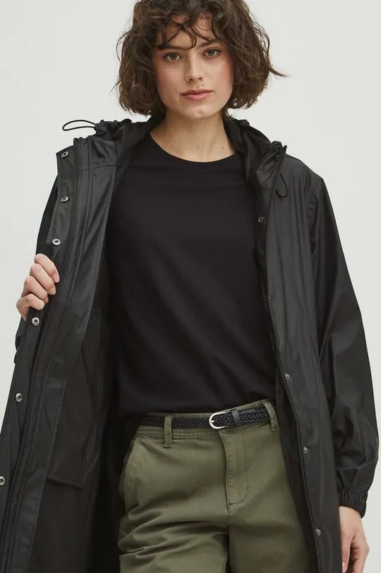 Nepromokavý kabát dámský jednobravený černá barva