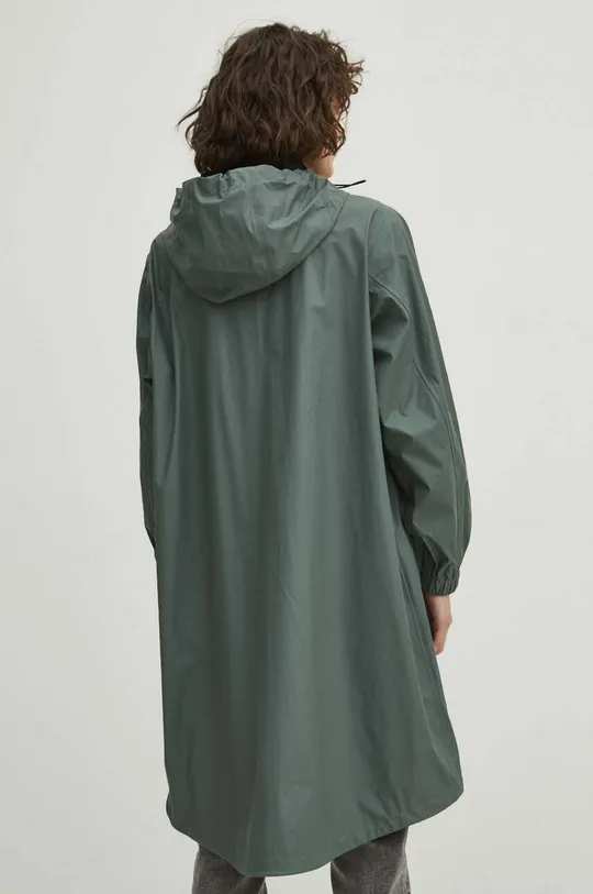 Nepremokavý kabát dámsky zelená farba 60 % Polyester, 40 % Polyuretán