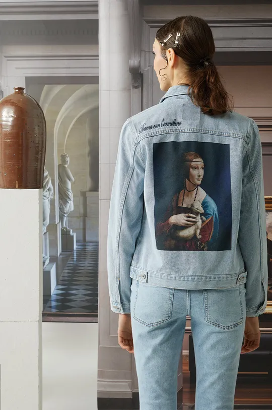 niebieski Kurtka jeansowa damska z kolekcji Eviva L'arte kolor niebieski Damski