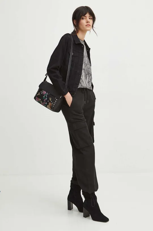čierna Rifľová bunda dámska z kolekcie Eviva L'arte čierna farba