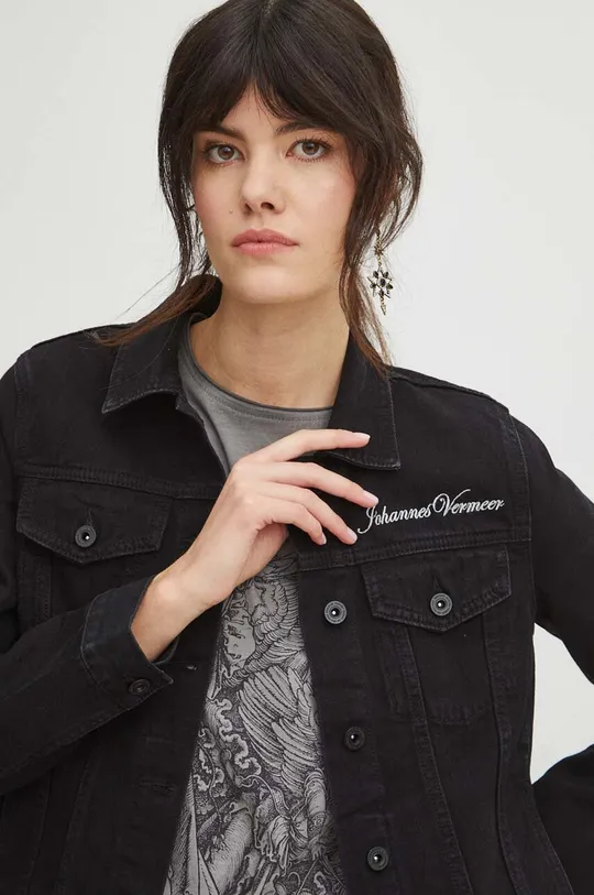Kurtka jeansowa damska z kolekcji Eviva L'arte kolor czarny