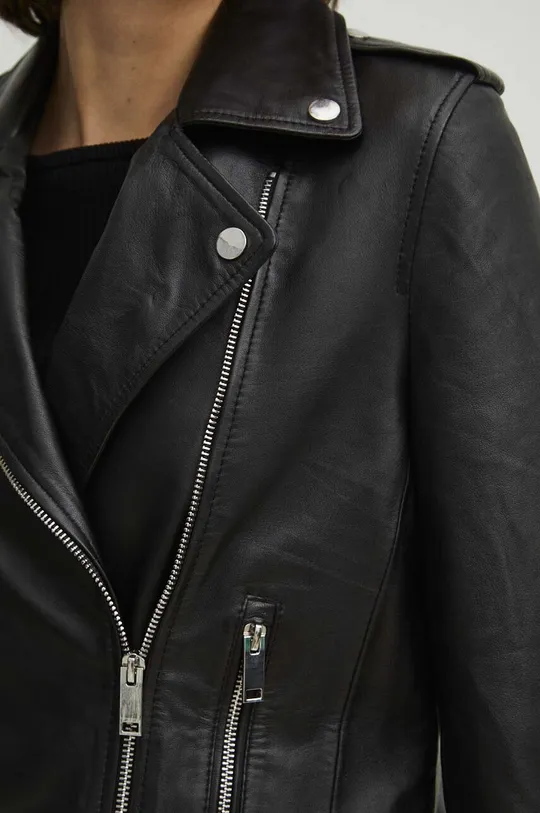 Kožená bunda dámská černá barva