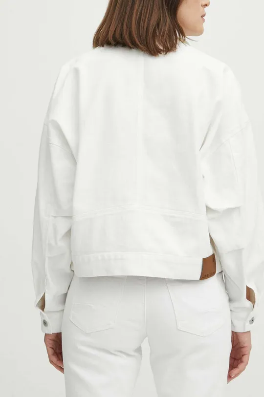Bavlnená rifľová bunda dámska biela farba 100 % Bavlna