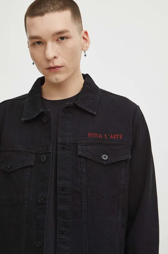 Kurtka jeansowa męska z kolekcji Eviva L'arte kolor czarny czarny