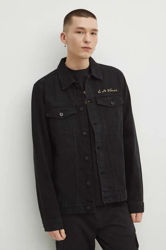 Kurtka jeansowa męska z kolekcji Eviva L'arte kolor czarny czarny