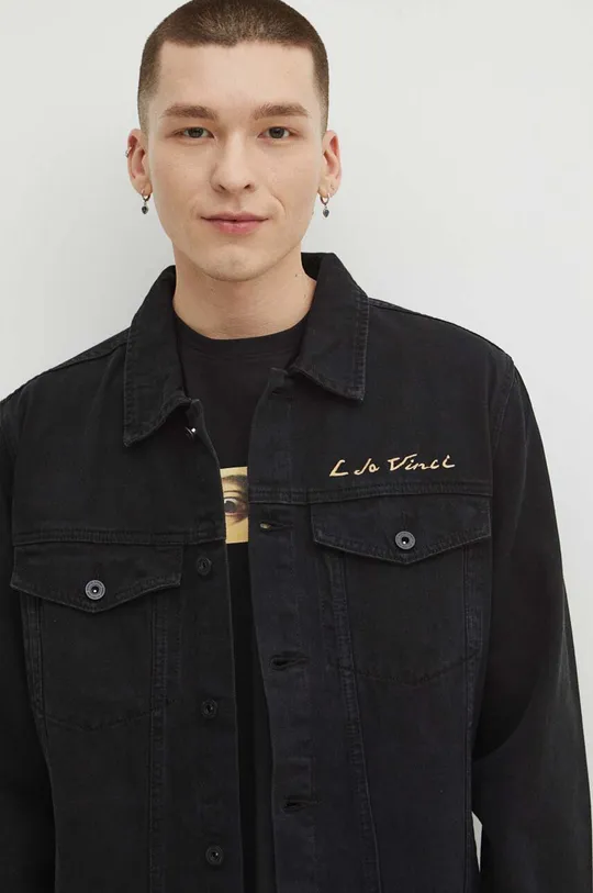 Kurtka jeansowa męska z kolekcji Eviva L'arte kolor czarny Męski