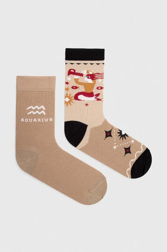 viacfarebná Bavlnené ponožky dámske z kolekcie Zverokruh - Vodnár (2-pack) viac farieb Dámsky
