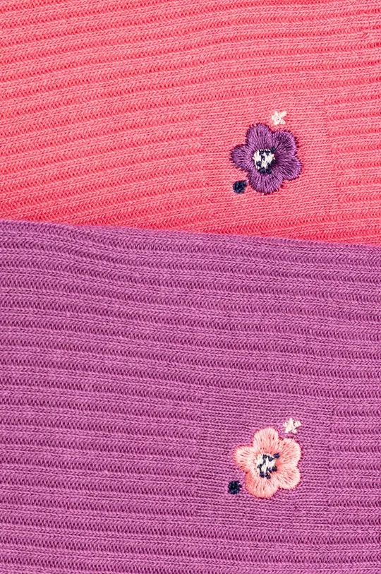 Skarpetki bawełniane damskie z ozdobnym haftem z kwiatem (2-pack) kolor multicolor multicolor