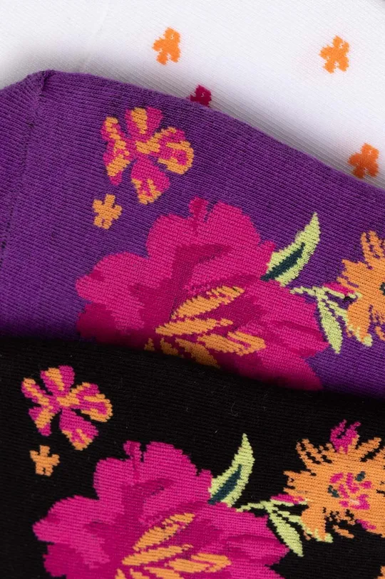 Skarpetki bawełniane damskie w kwiaty (3-pack) kolor multicolor multicolor