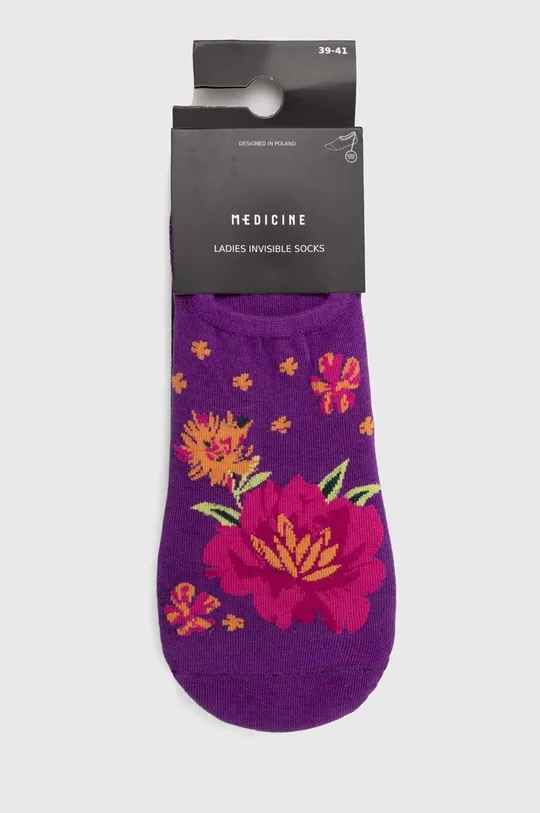 Skarpetki bawełniane damskie w kwiaty (3-pack) kolor multicolor 75 % Bawełna, 23 % Poliamid, 2 % Elastan