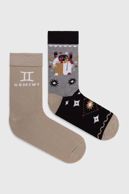 viacfarebná Bavlnené ponožky pánske z kolekcie Zverokruh - Blíženci (2-pack) viac farieb Pánsky