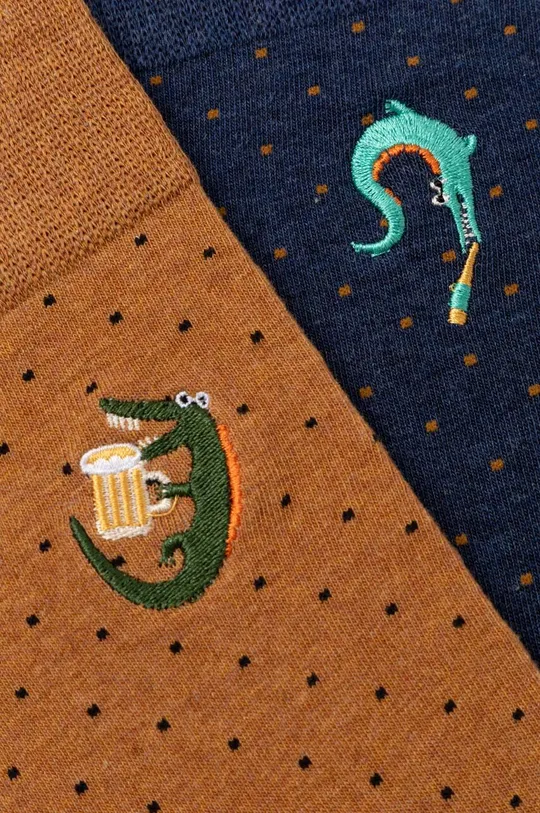 Skarpetki bawełniane męskie z ozdobnym haftem (2-pack) kolor multicolor multicolor