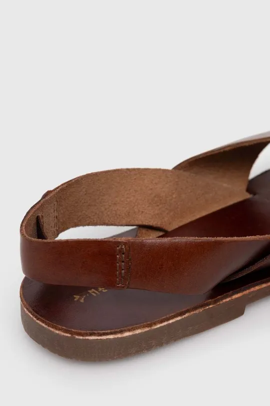 hnedá Kožené sandále dámske hnedá farba
