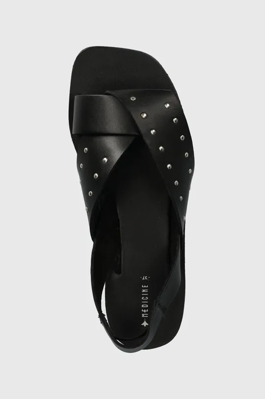 Sandały skórzane damskie z aplikacją kolor czarny Damski