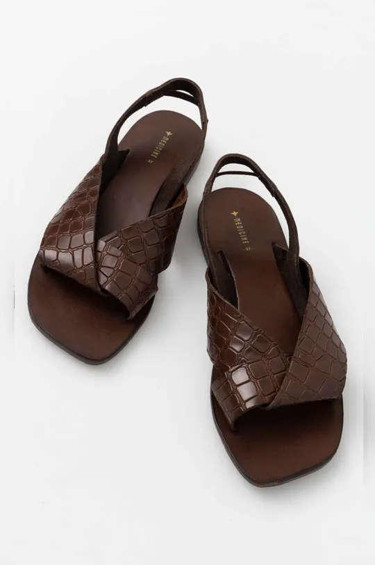 Sandały skórzane damskie kolor brązowy Cholewka: 100 % Skóra naturalna, Wnętrze: 100 % Skóra naturalna, Podeszwa: 100 % TPR