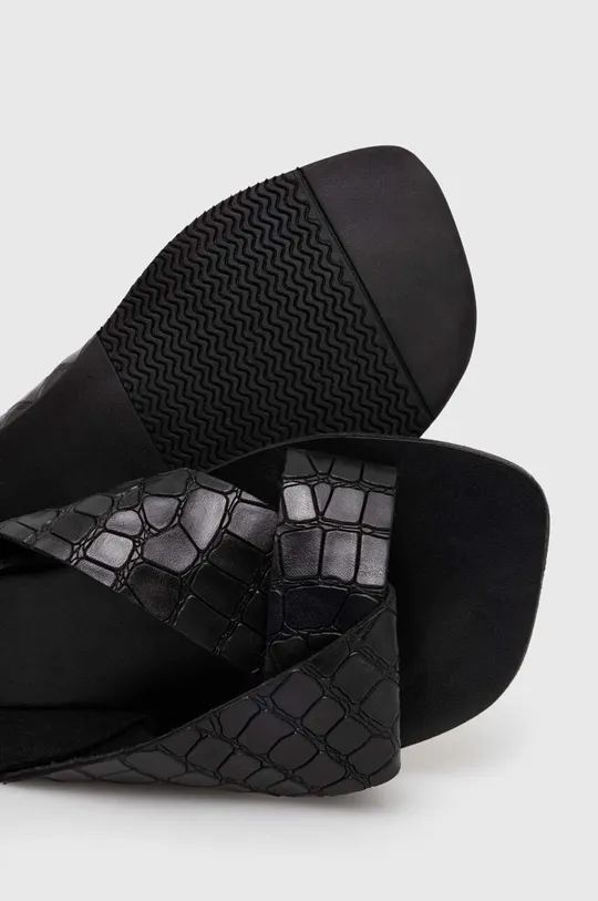 Kožené sandále dámske čierna farba