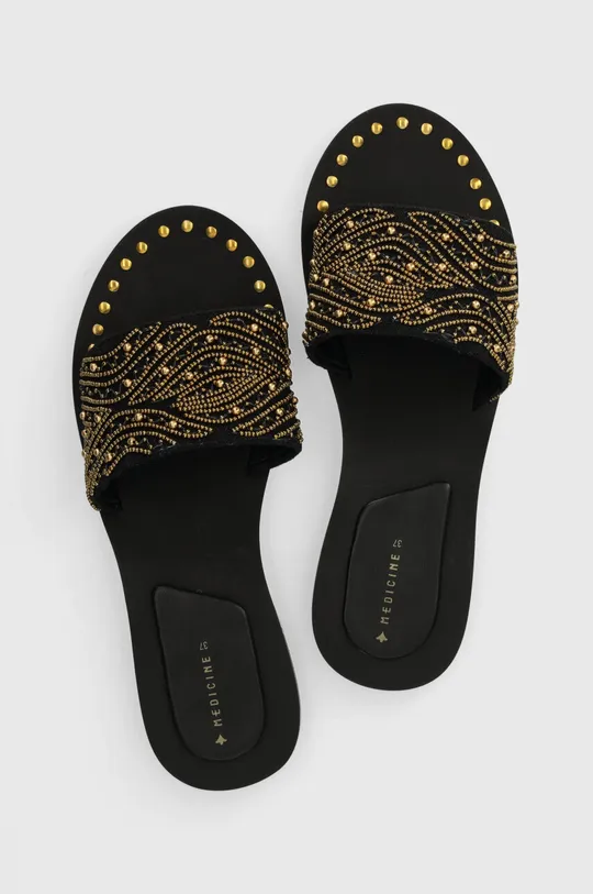 Pantofle dámské s ozdobnou aplikací černá barva Dámský