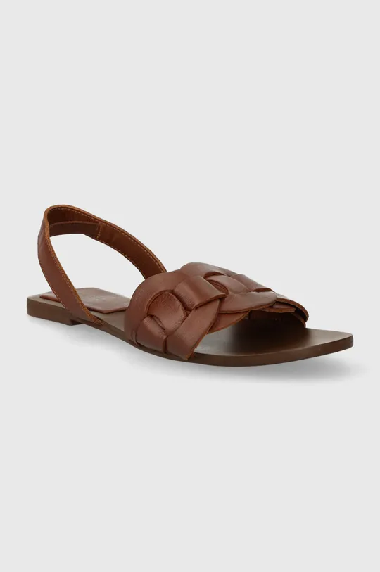 Kožené sandále dámske hnedá farba Zvršok: 100 % Prírodná koža Vnútro: 50 % Prírodná koža, 50 % Živicová guma Podrážka: 100 % Živicová guma