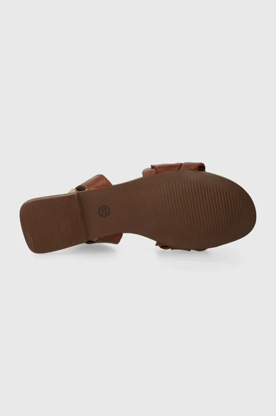 Kožené sandále dámske hnedá farba