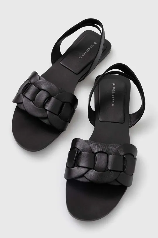 Kožené sandále dámske čierna farba Zvršok: 100 % Prírodná koža Vnútro: 50 % Prírodná koža, 50 % Živicová guma Podrážka: 100 % Živicová guma