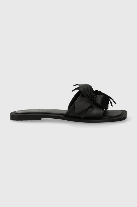 Kožené pantofle dámské černá barva černá