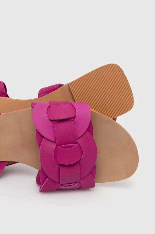 Kožené sandále dámske ružová farba Dámsky