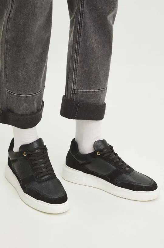Kožené sneakers boty černá barva