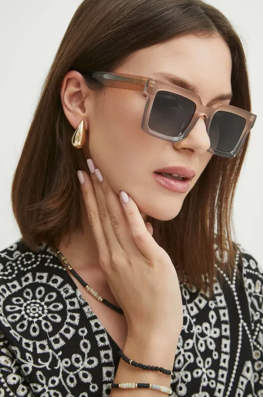 Okulary przeciwsłoneczne damskie z polaryzacją kolor beżowy