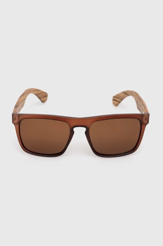 Okulary przeciwsłoneczne męskie z polaryzacją kolor brązowy Oprawki: 50 % Drewno, 50 % Poliwęglan, Szkła: 100 % Triacetat
