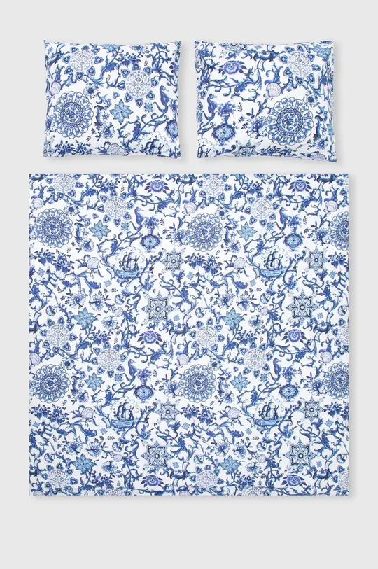 Komplet pościeli bawełnianej wzorzystej 200 x 200 cm kolor niebieski niebieski