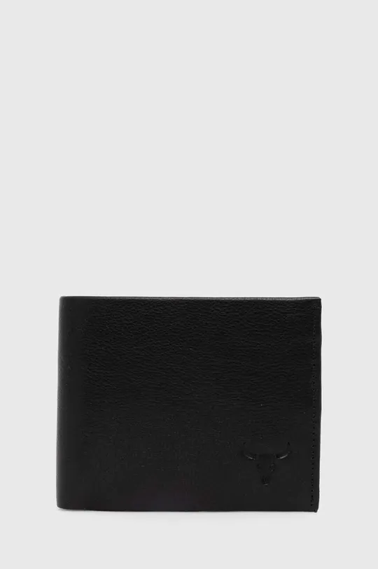 čierna Kožená peňaženka pánska hladká čierna farba Pánsky