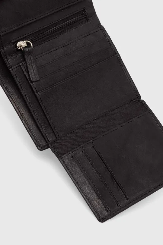 Kožená peňaženka pánska hladká čierna farba <p>Hlavný materiál: 100 % Prírodná koža Podšívka: 70 % Polyester, 30 % Bavlna</p>