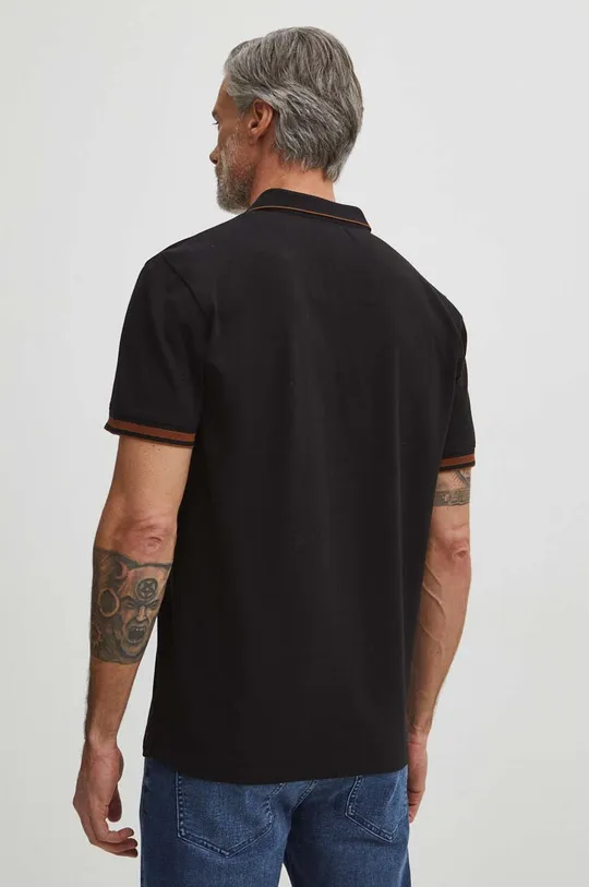 Bavlněné polo tričko pánské černá barva 98 % Bavlna, 2 % Elastan