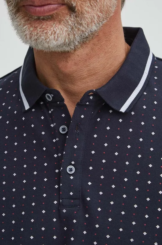 Bavlněné polo tričko pánské tmavomodrá barva námořnická modř
