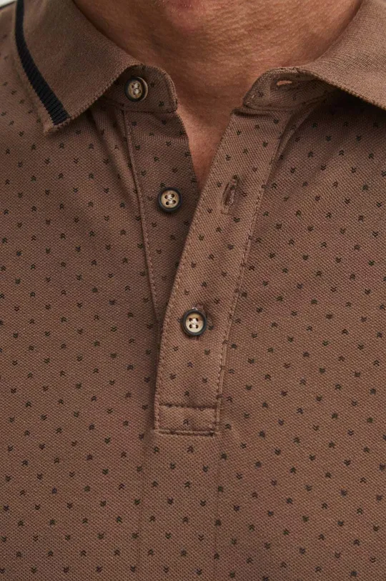 Bavlnené polo tričko pánske hnedá farba Pánsky