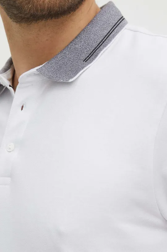 Bavlněné polo tričko pánské bílá barva Pánský