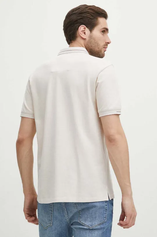 Bavlněné polo tričko pánské béžová barva 98 % Bavlna, 2 % Elastan