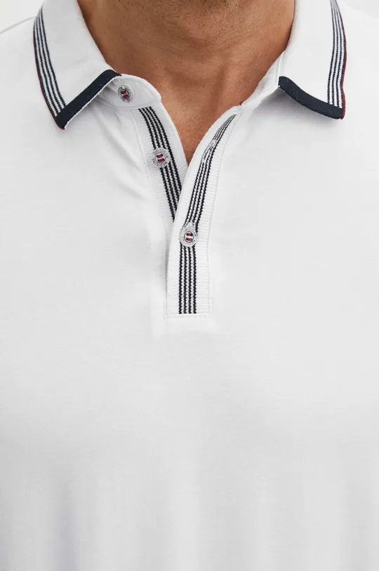 Bavlnené polo tričko pánske s prímesou elastanu biela farba Pánsky