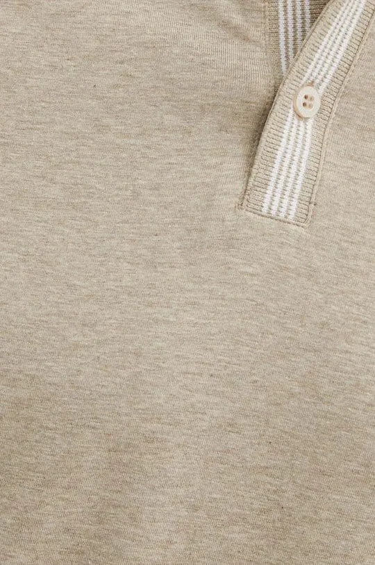 Bavlněné polo tričko pánské s příměsí elastanu béžová barva