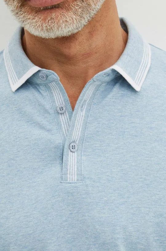 Bavlnené polo tričko pánske s prímesou elastanu modrá farba Pánsky