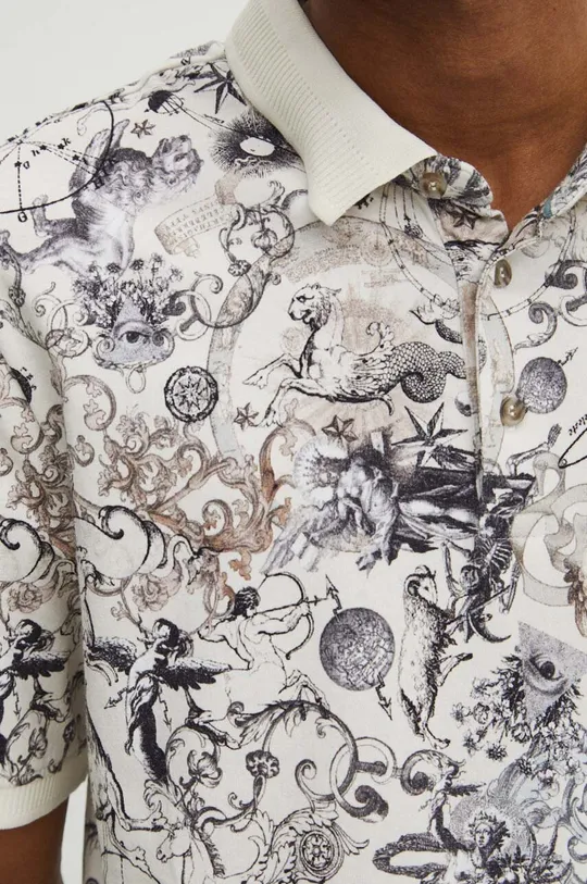 Bavlněné polo tričko pánské s elastanem z kolekce Zvěrokruh béžová barva