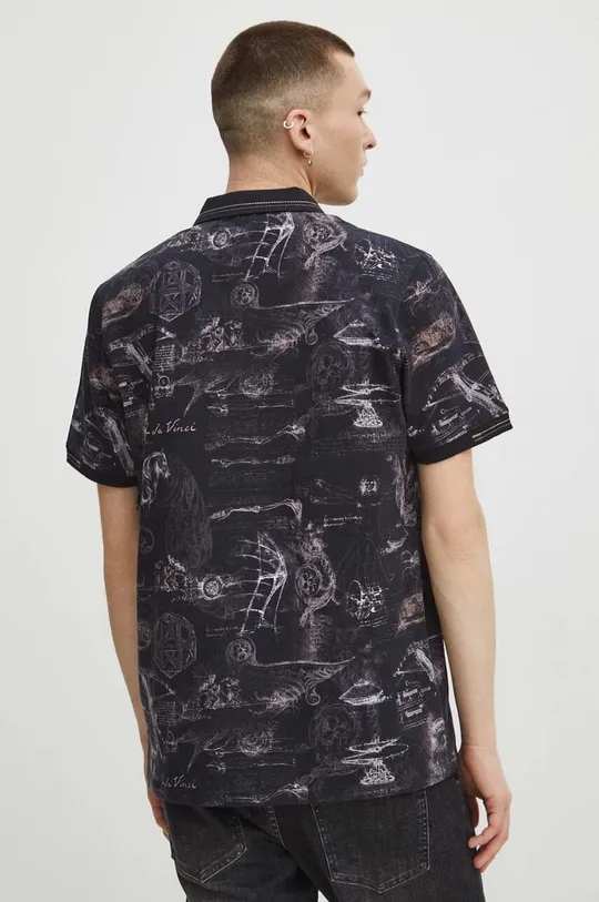 černá Bavlněné polo tričko pánské s elastanem z kolekce Eviva L'arte černá barva
