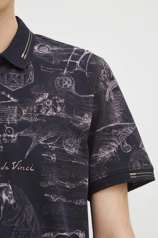 Bavlněné polo tričko pánské s elastanem z kolekce Eviva L'arte černá barva